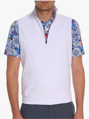 Robert Graham White Stiles XL Quarter-Zip Vest